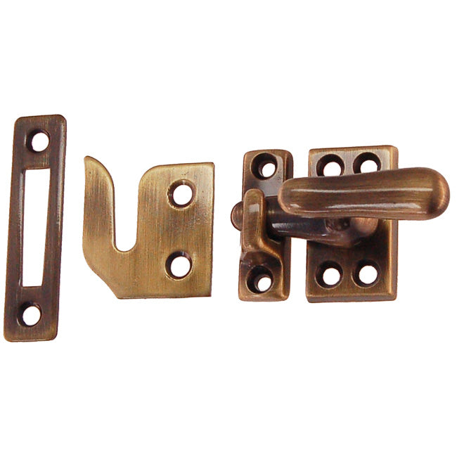 Classic Solid Antique Brass Casement Window Latch - Purdy Hardware - Hooks