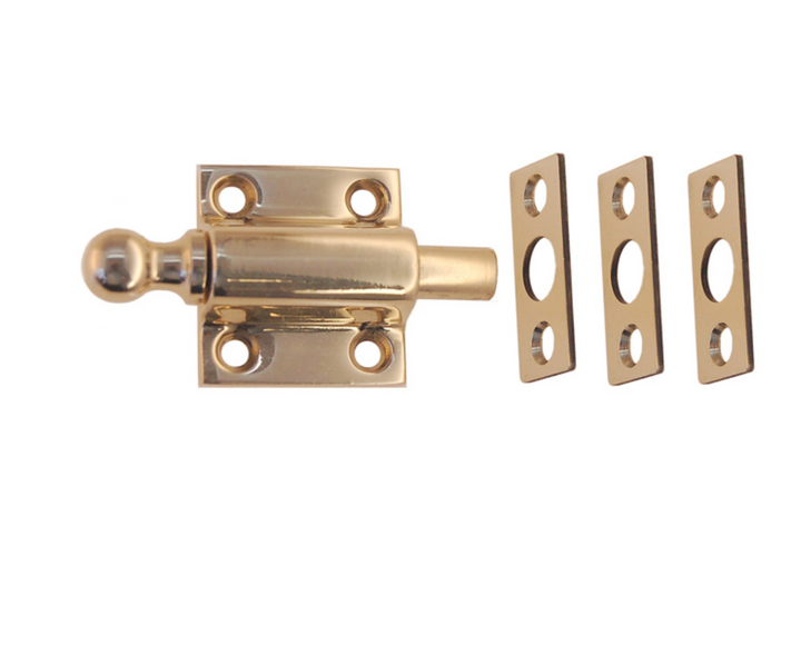 Sash ventilating bolt | Unlacquered Polished Brass - Purdy Hardware - Hooks