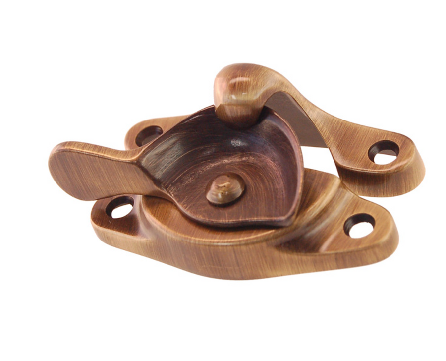 Crescent sash lock and strike for double-hung windows | Antique Brass - Purdy Hardware - Crescent sash lock and strike for double-hung windows
