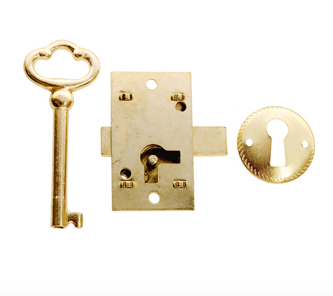 Non-Mortise (surface) Lock for Wardrobes and Cabinets – Small Brass - Purdy Hardware - Door Hardware
