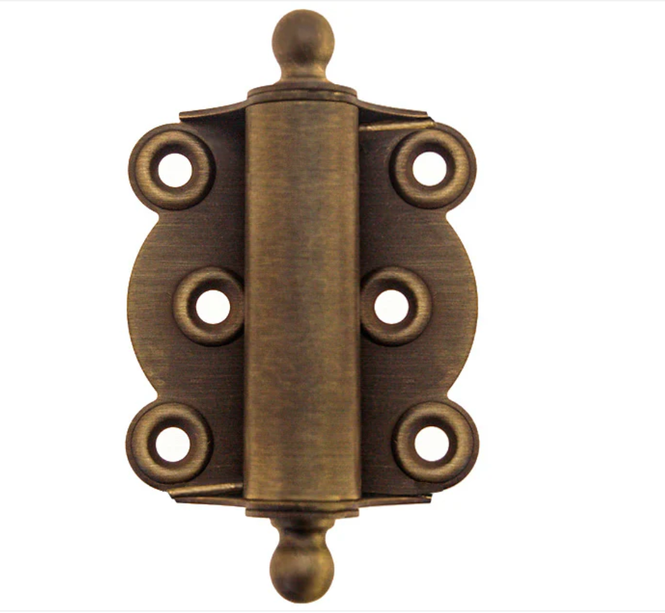 Antique Brass Finish  Brass Ball-Tip Spring Door Hinge - Purdy Hardware - Door Hardware