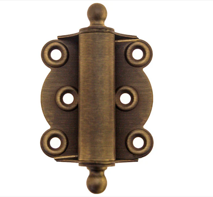 Antique Brass Finish  Brass Ball-Tip Spring Door Hinge - Purdy Hardware - Door Hardware