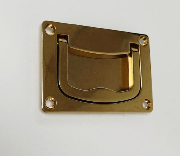 Brass Campaign Style Drawer Pull - Plain Recessed Drawer Pull Cabinet Drawer Pull - Purdy Hardware - Solid Brass Campaign
