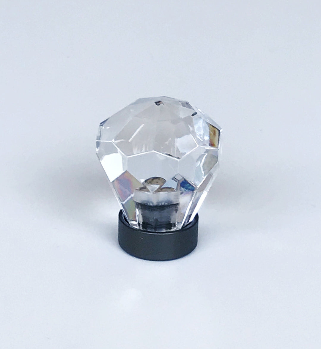 Lucite Diamond Round Faceted "Leila" Drawer Acrylic Dark Bronze Base Drawer Cabinet Knob