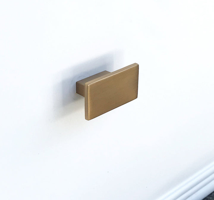 Champagne Bronze "Style 55" Rectangular Modern Cabinet Knob, Cabinet Drawer Pull, Modern Cabinet Hardware Farmhouse Drawer Pull