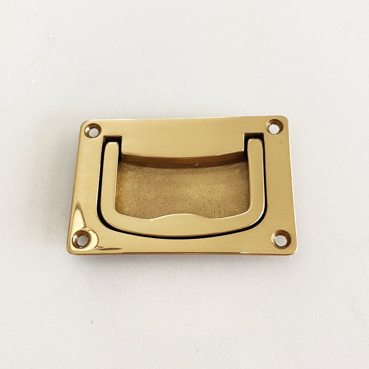 Solid Brass Campaign Style Drawer Pull - Plain Recessed Drawer Pull Cabinet Drawer Pull, Modern Cabinet Hardware