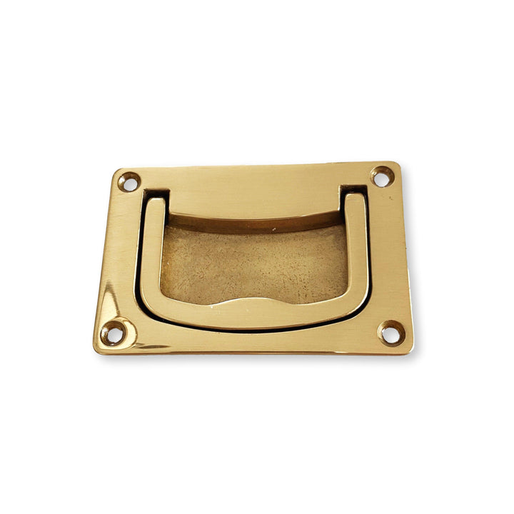 Brass Campaign Style Drawer Pull - Plain Recessed Drawer Pull Cabinet Drawer Pull - Purdy Hardware - Solid Brass Campaign