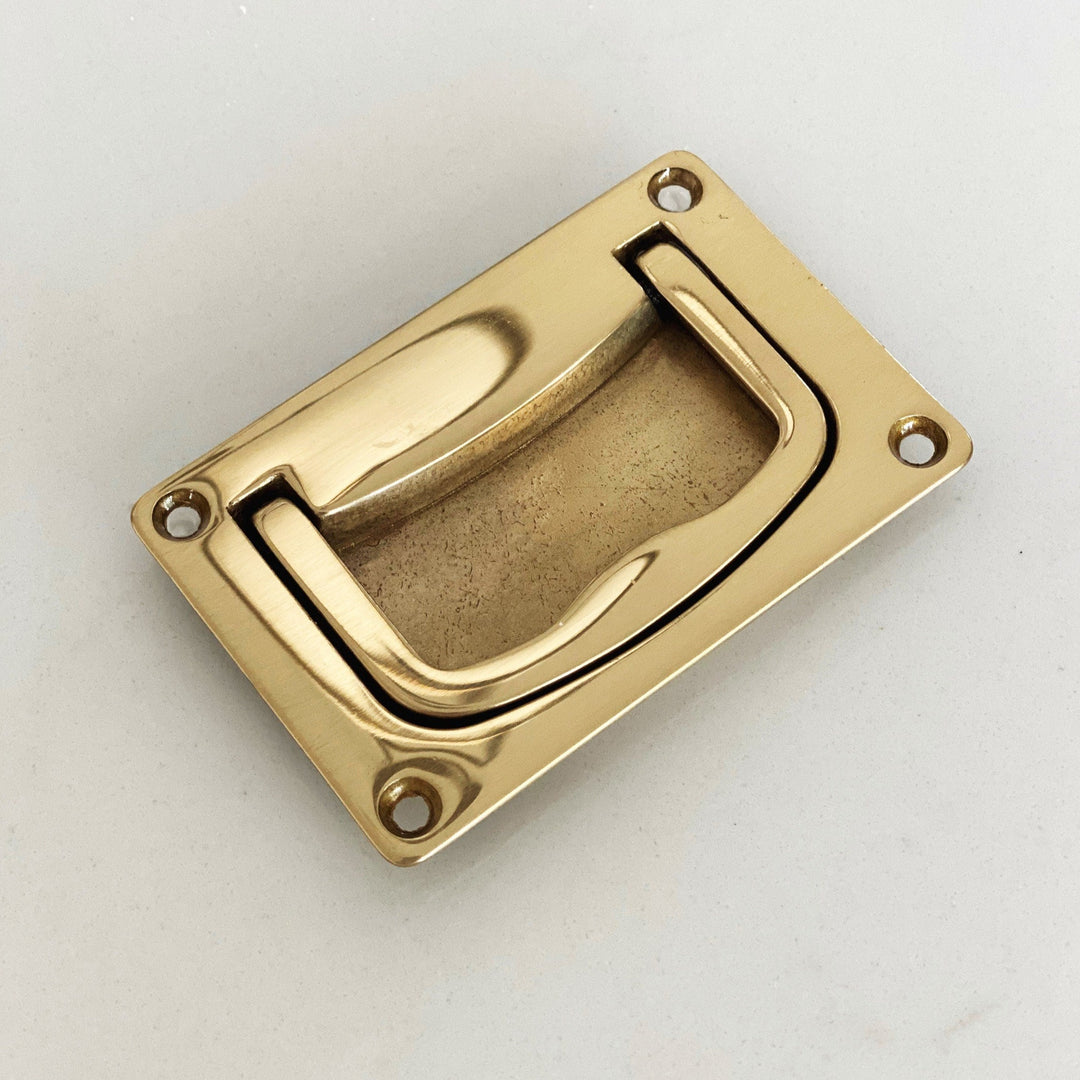 Solid Brass Campaign Style Drawer Pull - Plain Recessed Drawer Pull Cabinet Drawer Pull, Modern Cabinet Hardware