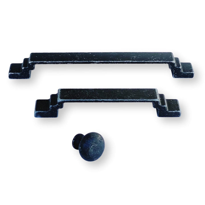 Distressed Iron "Scala" Drawer Pulls and Cabinet Knobs - Purdy Hardware -