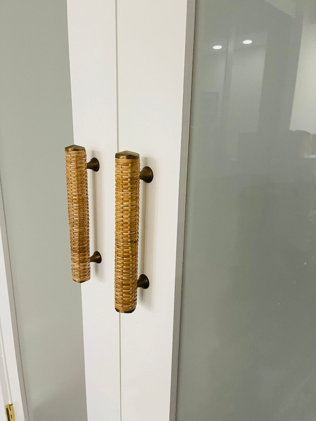 Natural Big Round Rattan Cabinet Handles Drawer Pull Cabinet Handle, Cabinet Hardware Farmhouse Drawer Pull