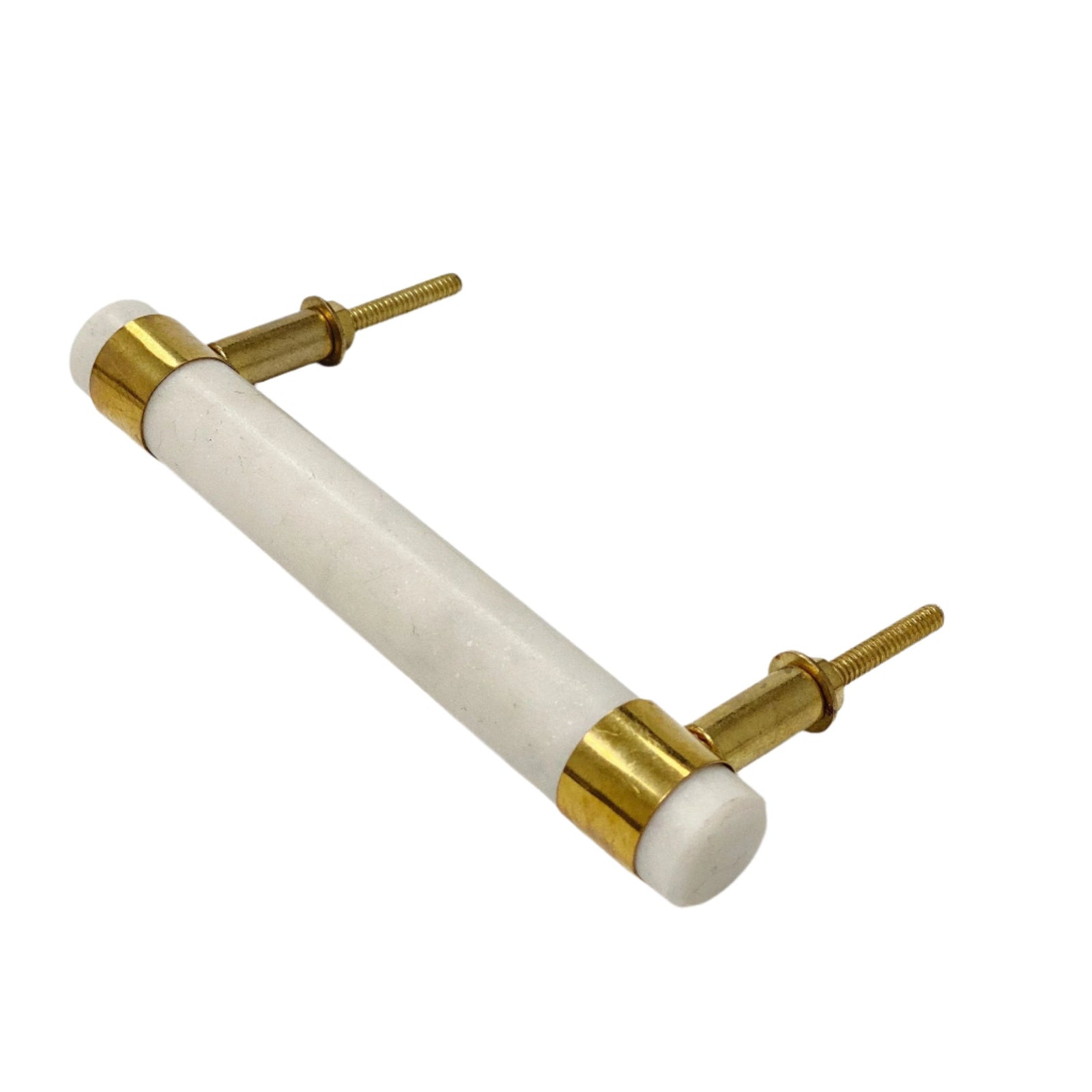 Brass Cabinet Off-White Natural Marble Drawer Pull - Purdy Hardware - 