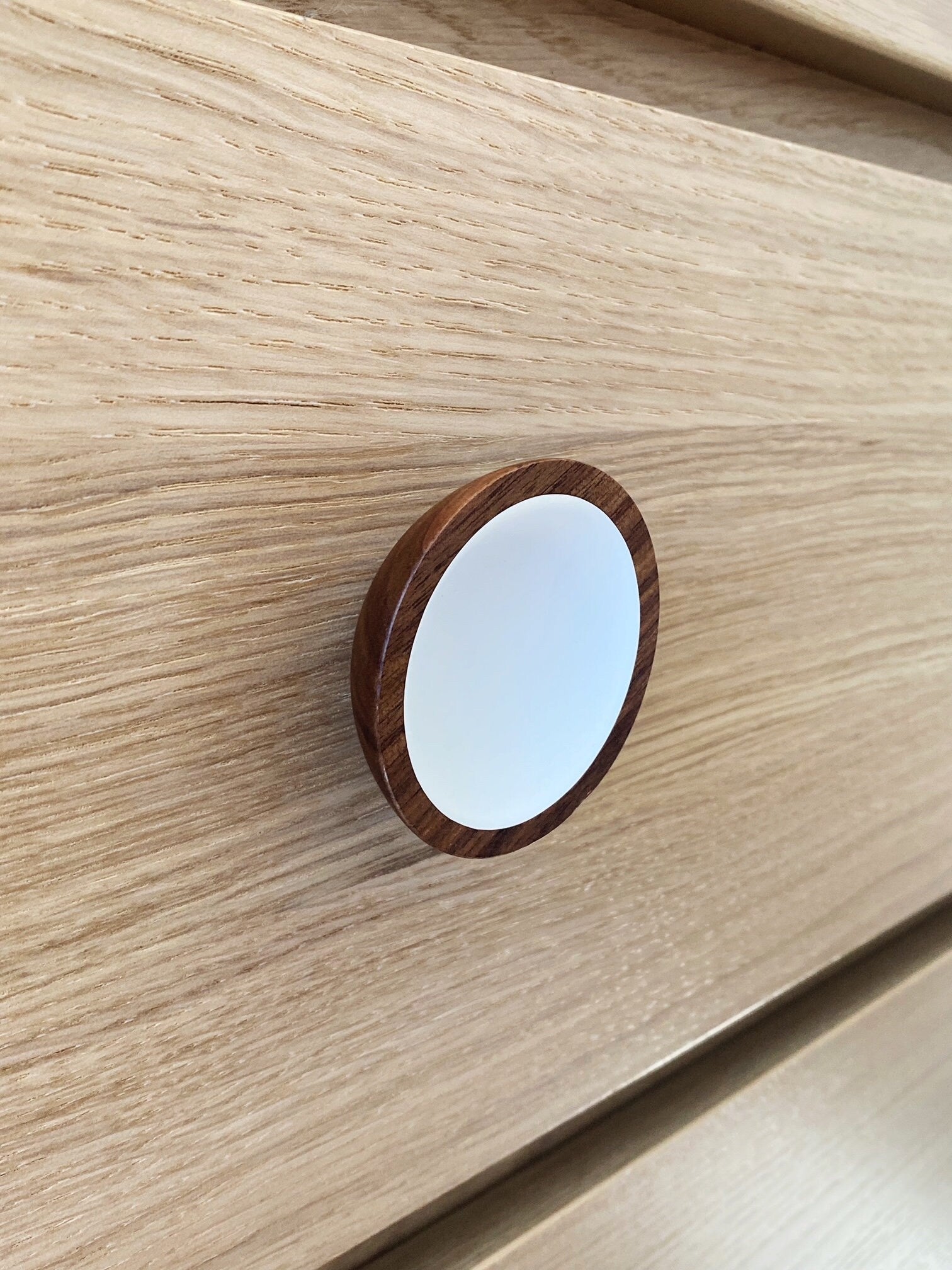 Wood White Center Round "Bowl" Cabinet Drawer Knobs - Purdy Hardware - Knobs