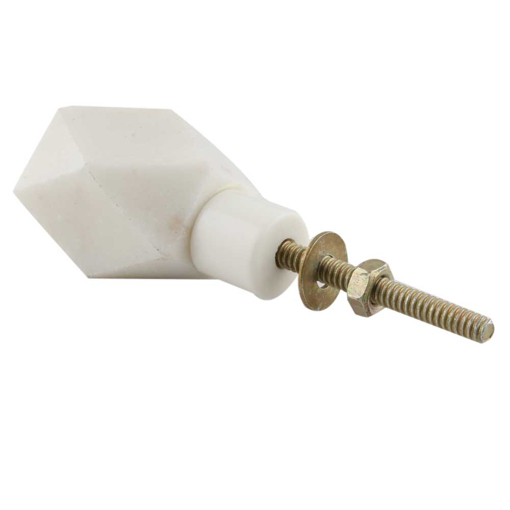 Hexagon Geometric Off White Marble Knob and Drawer Pull