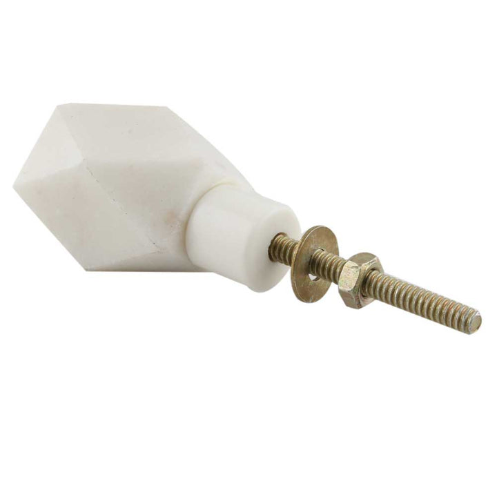 Hexagon Geometric Off White Marble Knob and Drawer Pull