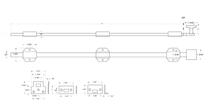 Polished Brass Modern Surface Bolt Solid Brass for French Door & Doors - Purdy Hardware - Casement Window Latch