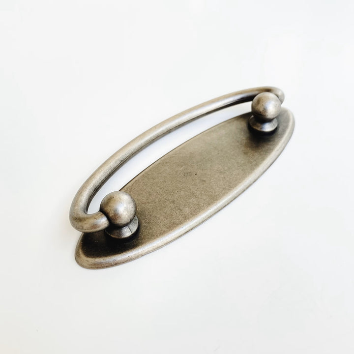 Plain Bail Ring Pull with Backplate in Antique Silver Cabinet Drawer Pull - Purdy Hardware - 