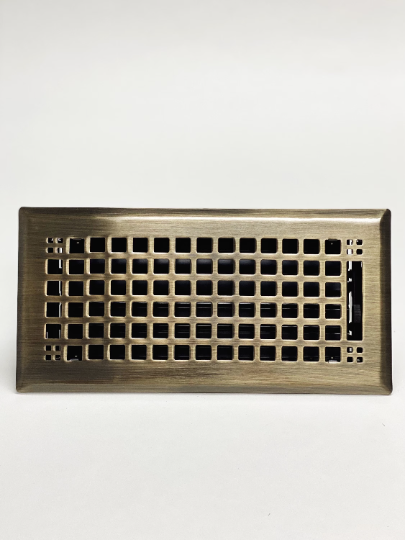 Decorative Antique Brass "Squares" Metal Register - Purdy Hardware - Registers