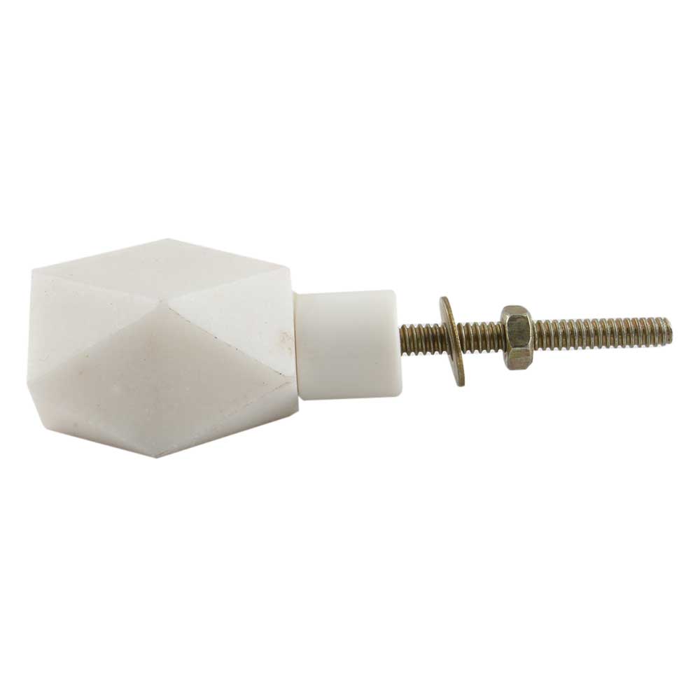 Hexagon Geometric Off White Marble Knob and Drawer Pull