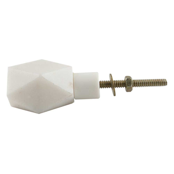 Hexagon Geometric Off White Marble Knob and Drawer Pull