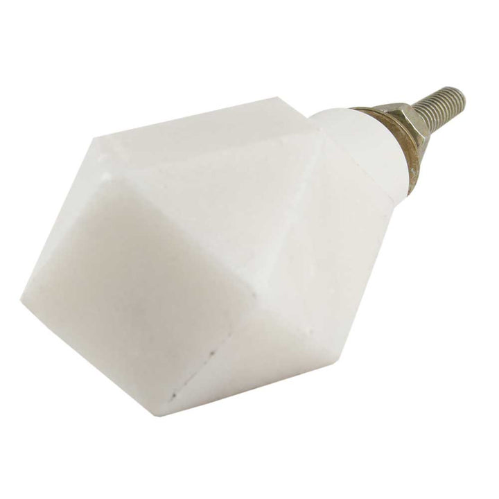 Hexagon Geometric Off White Marble Knob and Drawer Pull