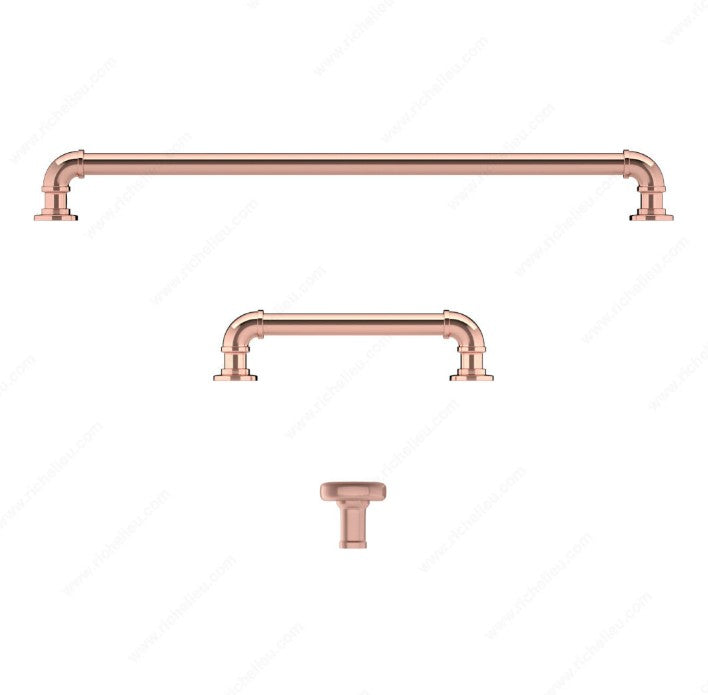 Polished Copper "Eklektikos" Pipe  Cabinet Knob &amp; Drawer Pull