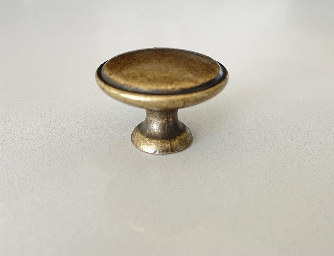 Antique Brass Round Cabinet Knob - Purdy Hardware - 