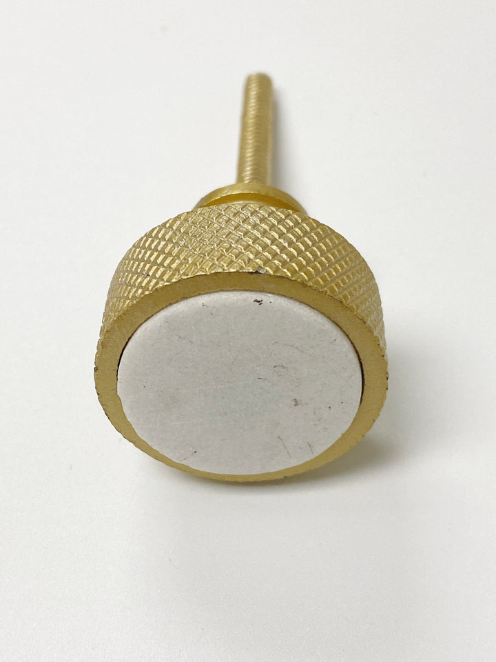 Brass Finish Cabinet Knob White Marble Stone Knob - Purdy Hardware - 