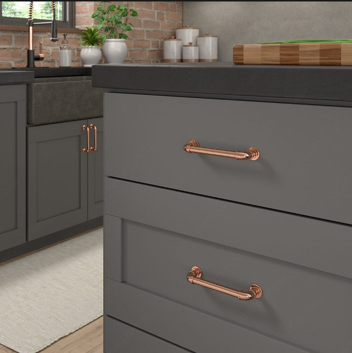Polished Copper "Eklektikos" Pipe  Cabinet Knob &amp; Drawer Pull