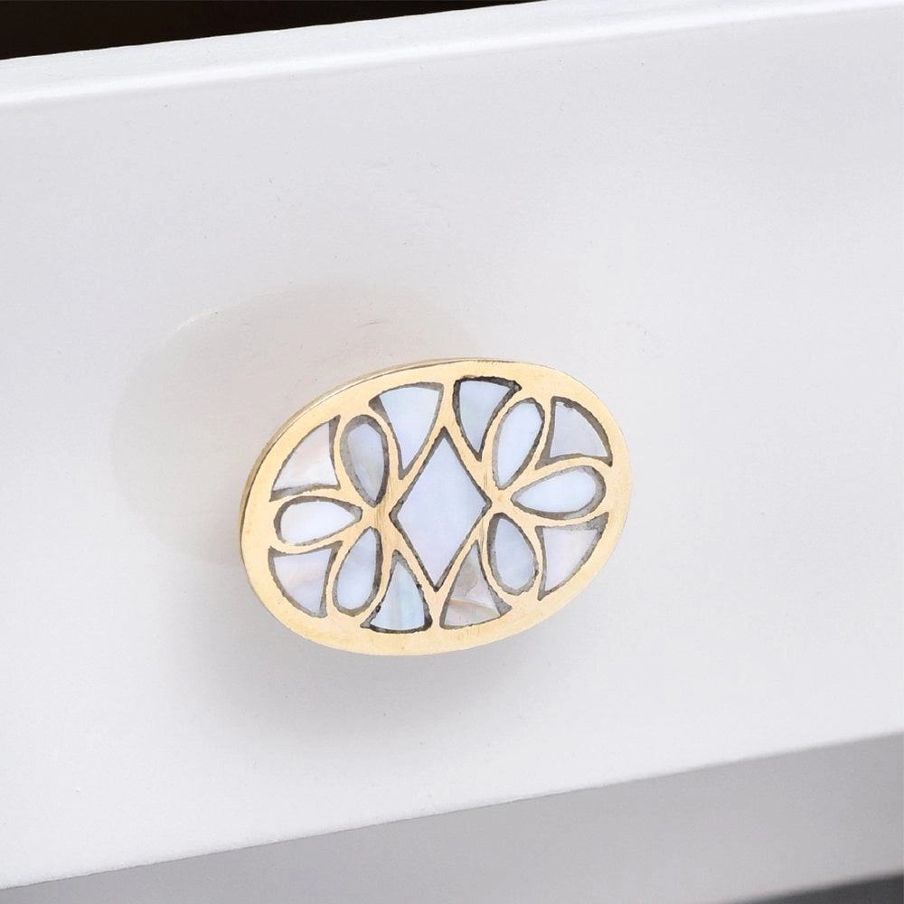 Brass and Mother of Pearl "Oval" Cabinet Knob - Purdy Hardware - 