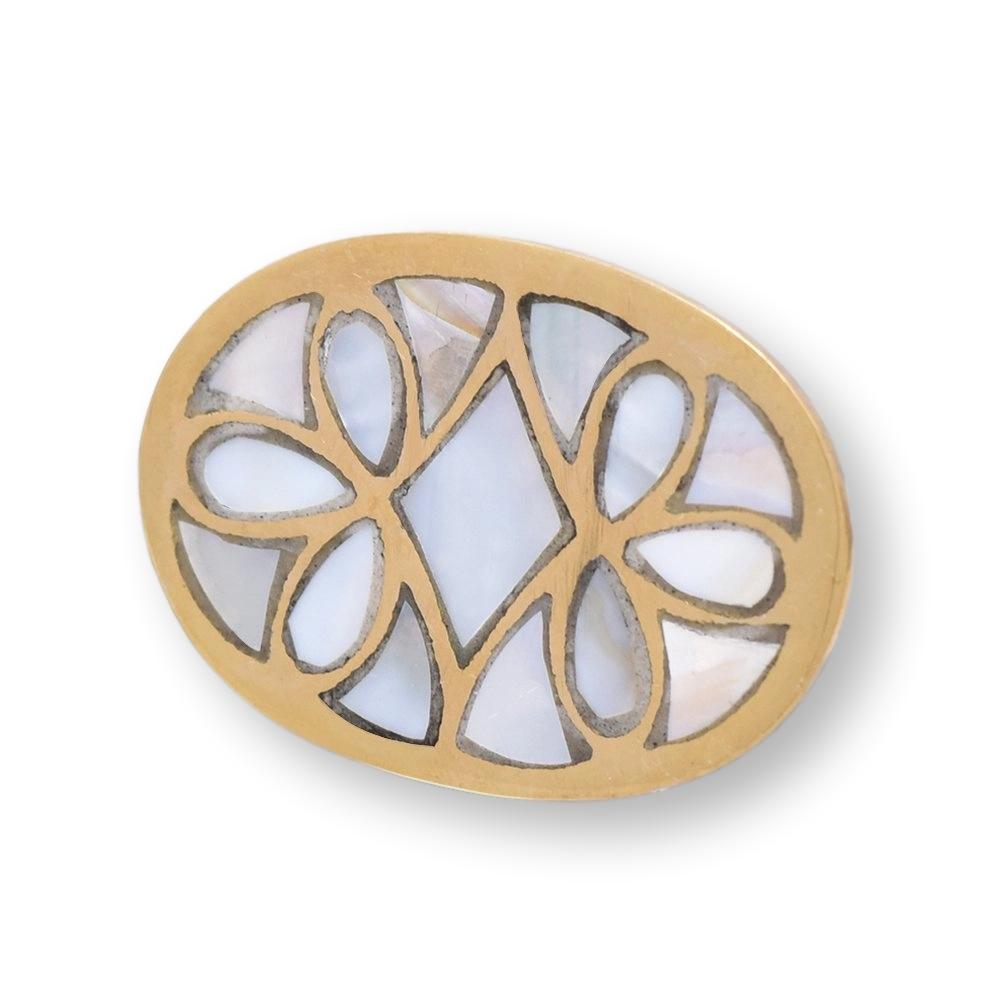 Brass and Mother of Pearl "Oval" Cabinet Knob - Purdy Hardware - 