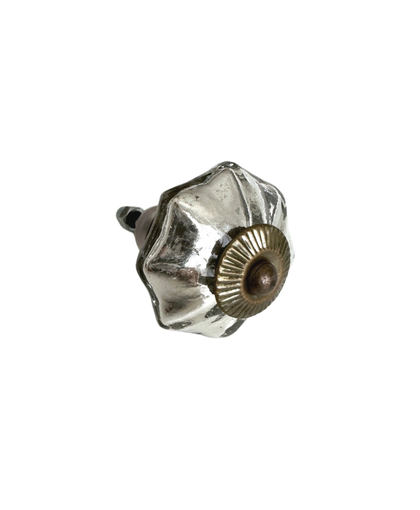 Antique Mercury Glass 'Dahlia"  Cabinet Knob, Glass Drawer Hardware, Silver Nickel Drawer Furniture Handle - Purdy Hardware - Knobs