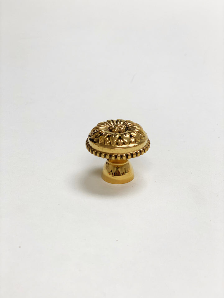 Solid Brass Unlacquered "Dalia" Cabinet Knobs - Purdy Hardware - 