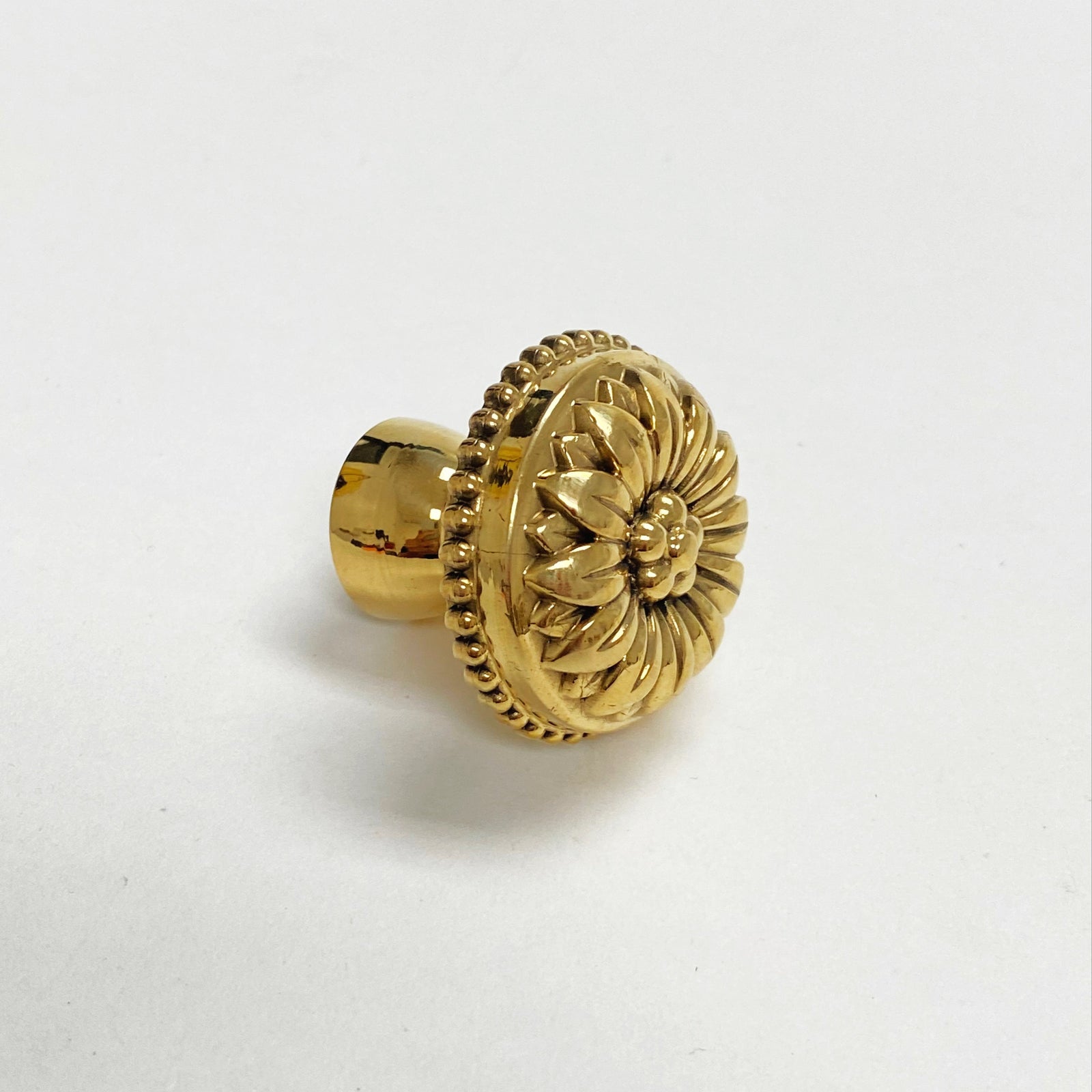 Solid Brass Unlacquered "Dalia" Cabinet Knobs - Purdy Hardware - 