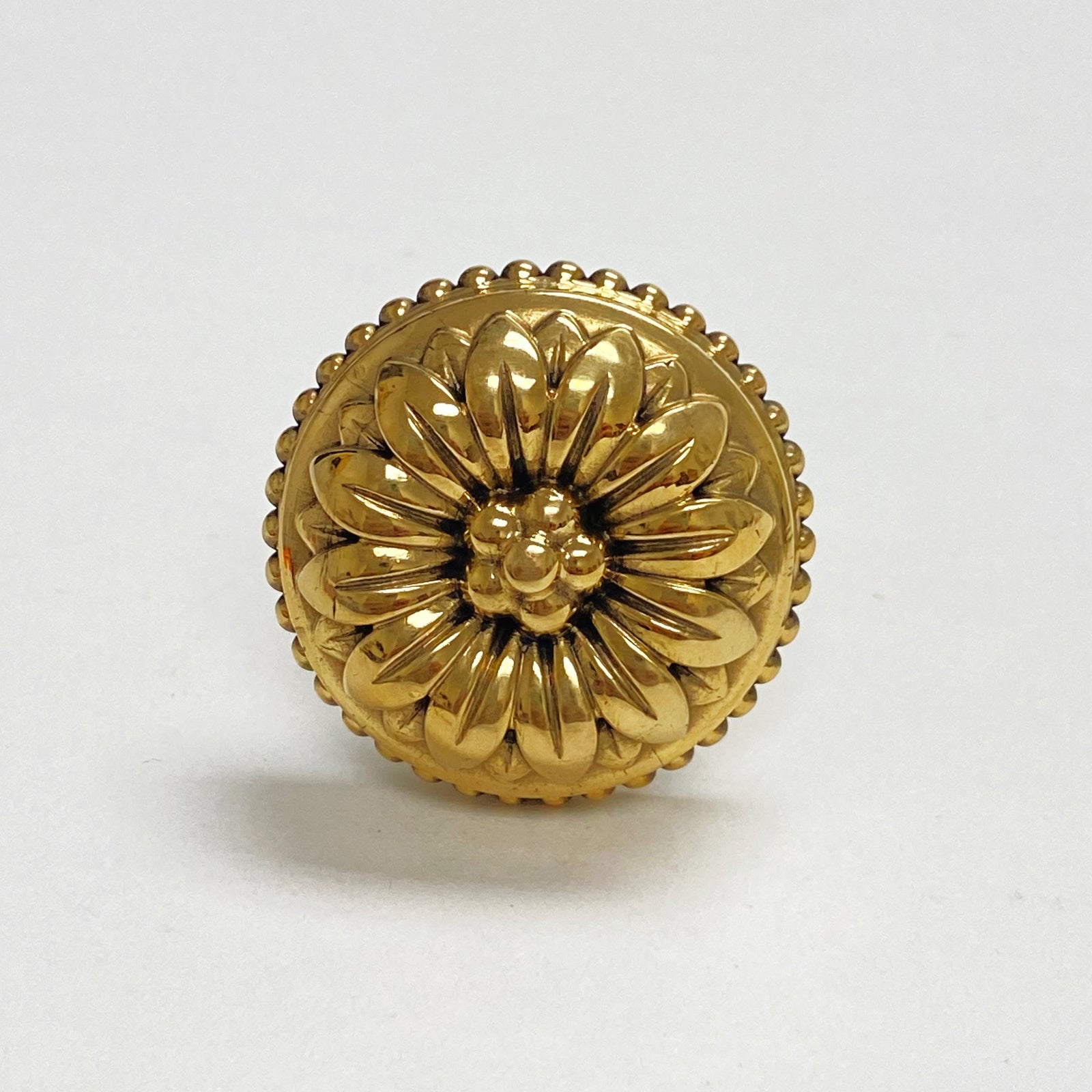 Solid Brass Unlacquered "Dalia" Cabinet Knobs - Purdy Hardware - 