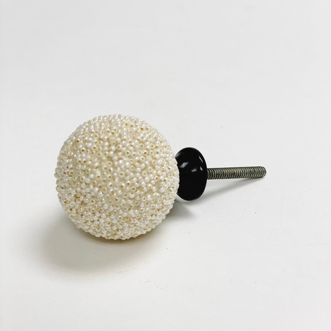 Off-White Beads Cabinet Drawer Knob - Purdy Hardware - 