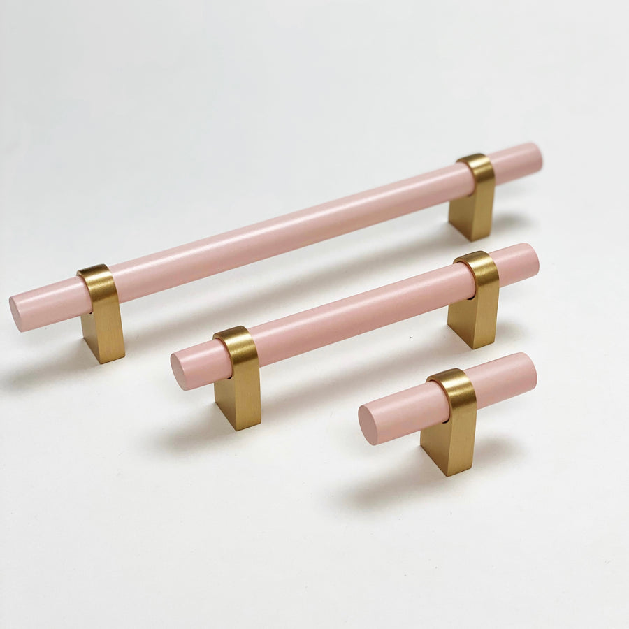 Pink Wooden and Champagne Bronze Cabinet Drawer Modern Hardware - Purdy Hardware - 