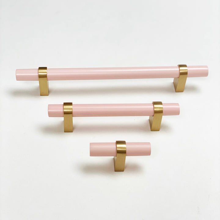 Pink Wooden and Champagne Bronze Cabinet Drawer Modern Hardware - Purdy Hardware - 