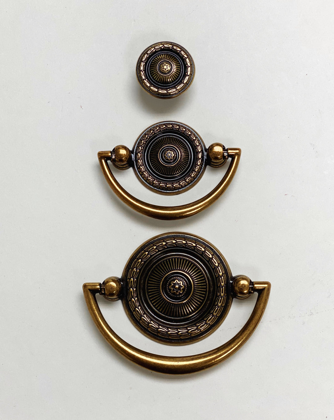 Circle Bail Ring Pull and Knob in Antique Brass Drawer Cabinet  Hardware - Purdy Hardware - 