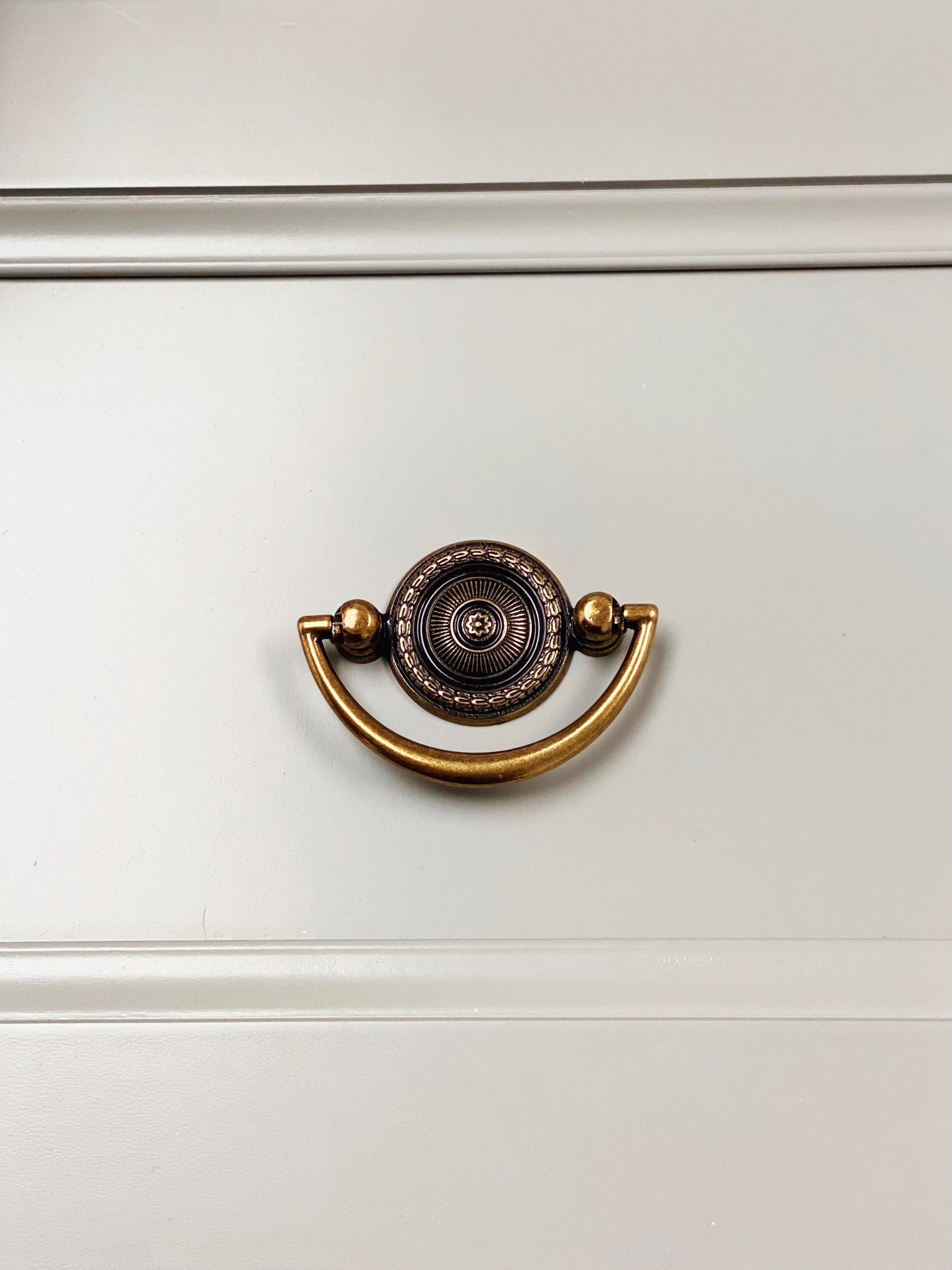 Circle Bail Ring Pull and Knob in Antique Brass Drawer Cabinet  Hardware - Purdy Hardware - 