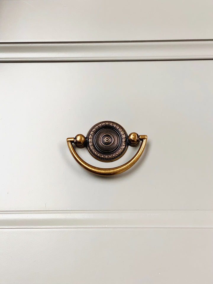 Circle Bail Ring Pull and Knob in Antique Brass Drawer Cabinet  Hardware - Purdy Hardware - 