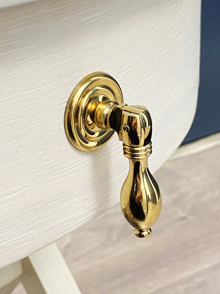 Solid Polished Brass Drop Pull Cabinet Hardware, Drawer Furniture - Purdy Hardware - Knbos