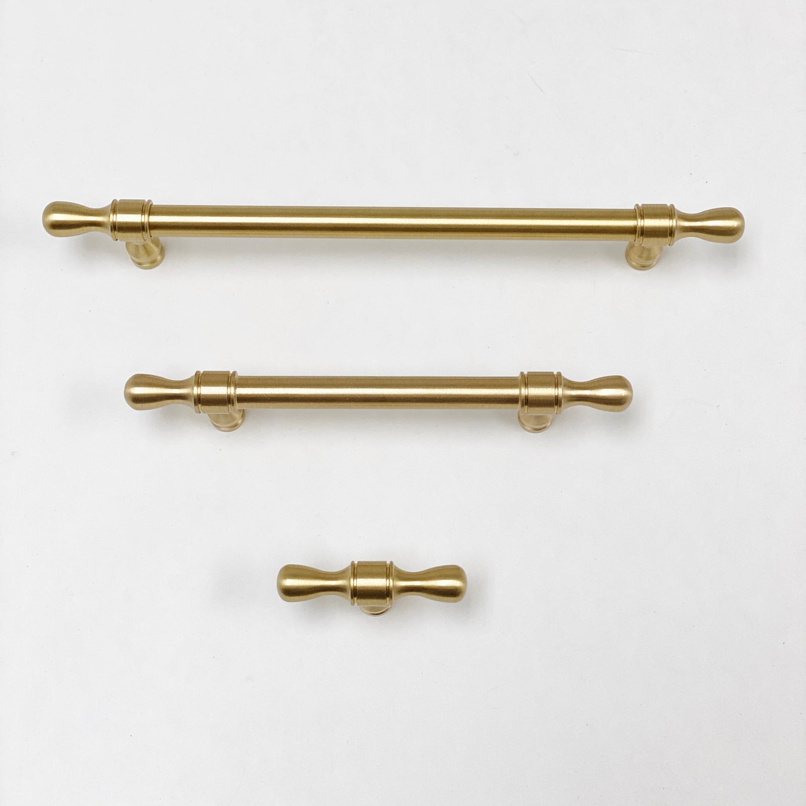 Satin Brass "Petu" Knob & Pulls Cabinet Hardware - Purdy Hardware - 