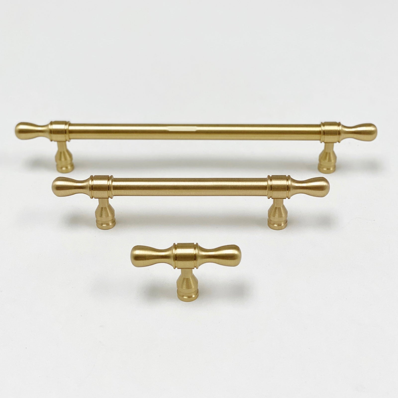 Satin Brass "Petu" Knob & Pulls Cabinet Hardware - Purdy Hardware - 