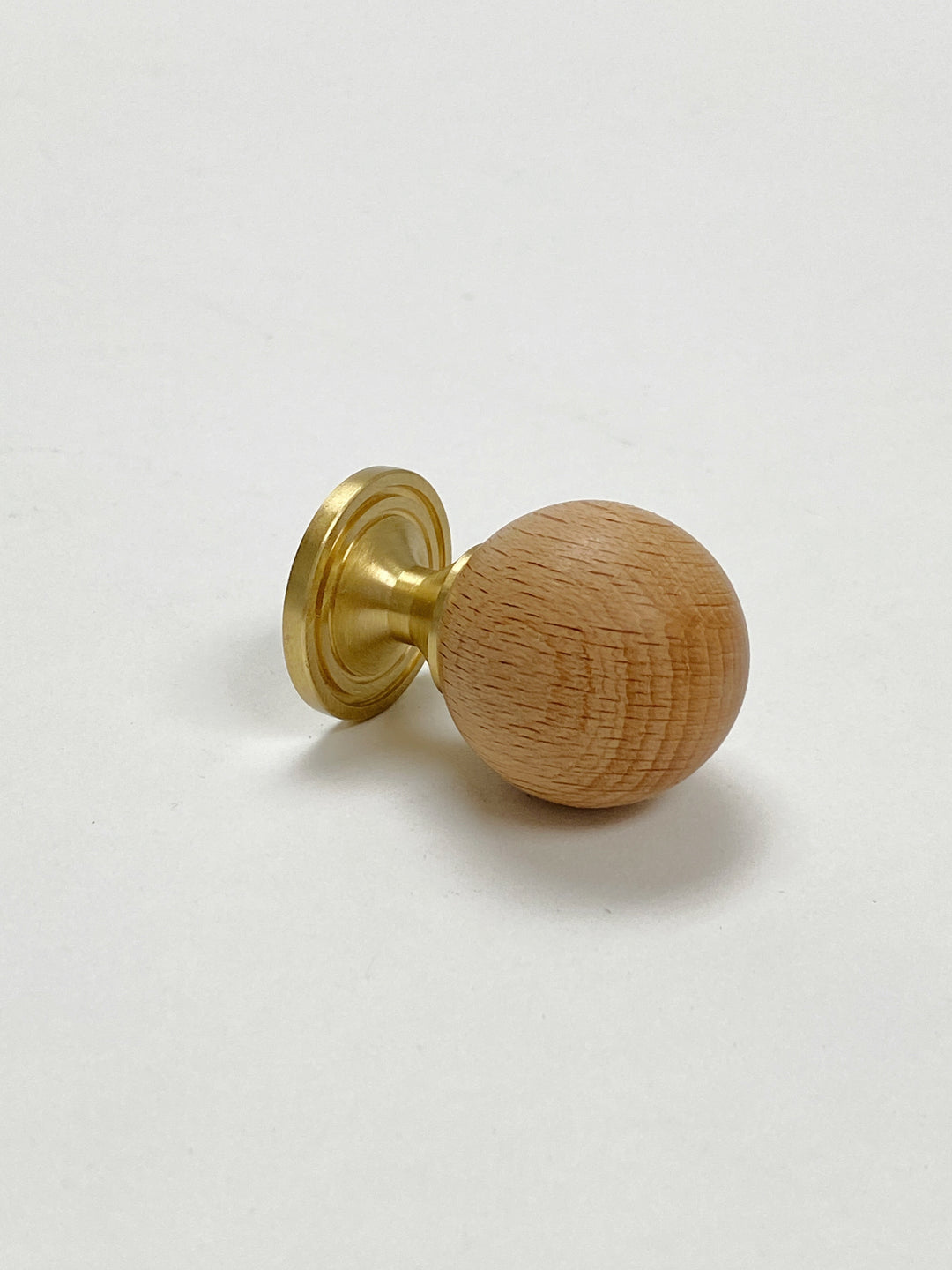 Solid Wood and Brass "Cleo" Small Ball Cabinet Knob - Purdy Hardware - Knobs