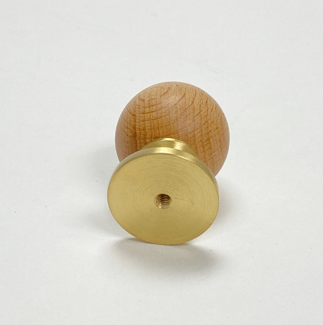 Solid Wood and Brass "Cleo" Small Ball Cabinet Knob - Purdy Hardware - Knobs