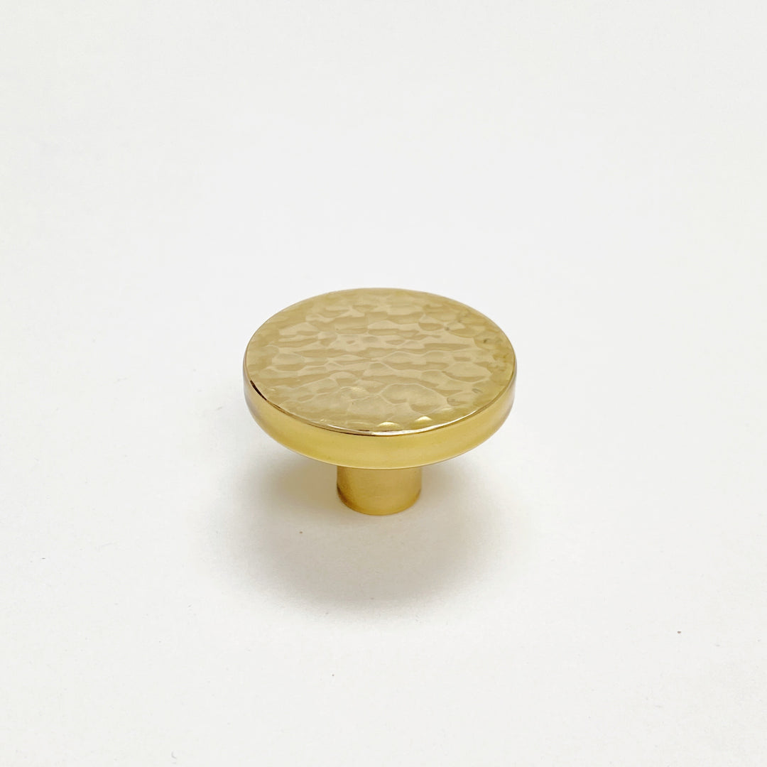 Brass Hammered Round Cabinet Knob - Purdy Hardware - 