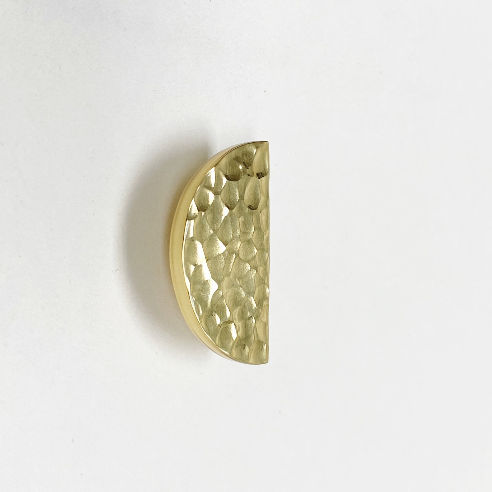 Brass Hammered Half Moon Cabinet Knob - Purdy Hardware - 