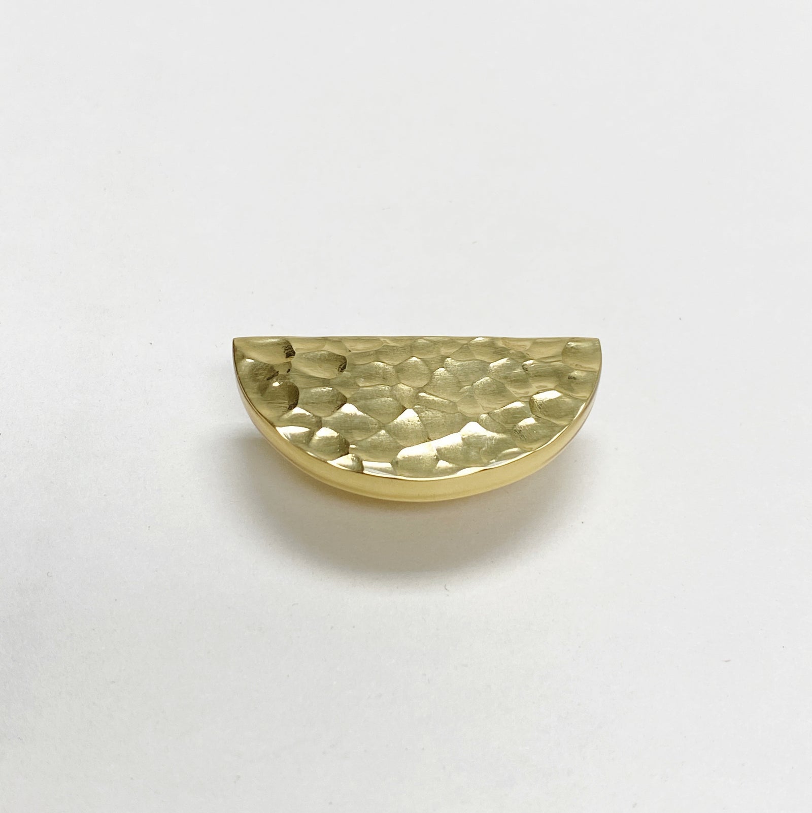 Brass Hammered Half Moon Cabinet Knob - Purdy Hardware - 