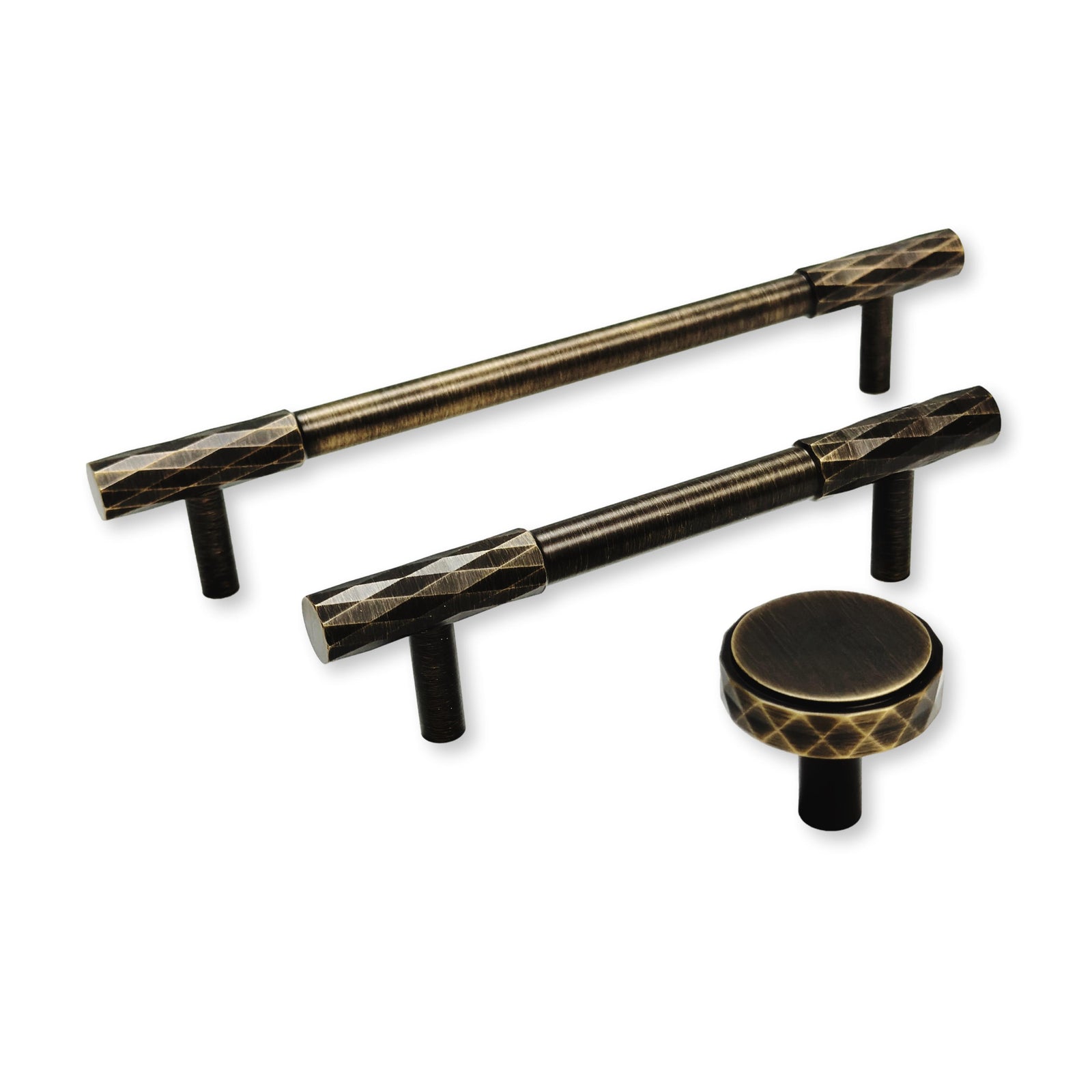 Brushed Bronze Diamond Knurled Cabinet & Drawer Knob and Pulls - Purdy Hardware - 