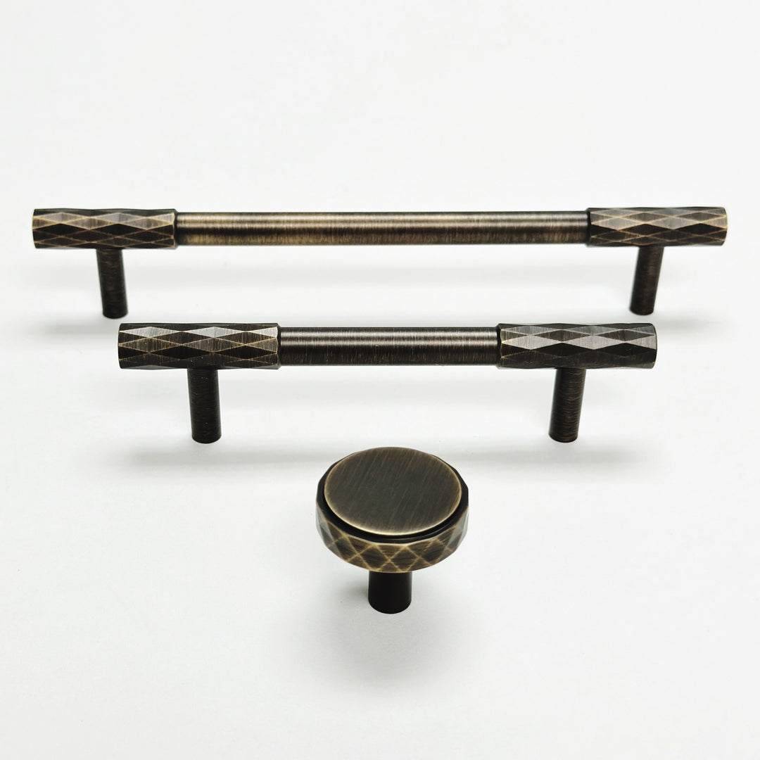 Brushed Bronze Diamond Knurled Cabinet & Drawer Knob and Pulls - Purdy Hardware - 